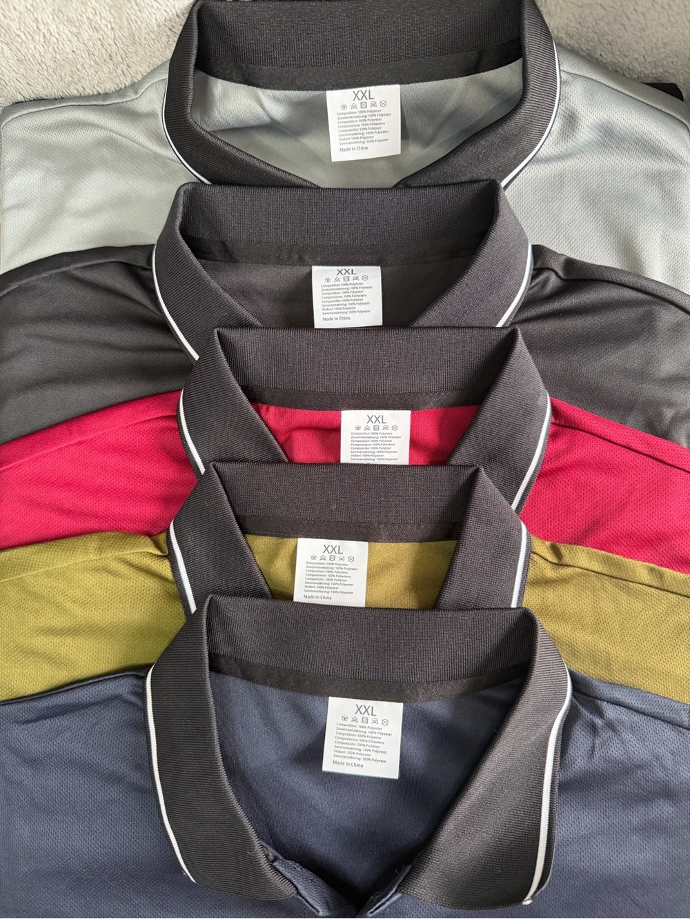 Men's Polo Shirt with Contrast Collar - Multi-Color Pack- 5 pack